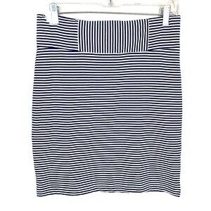Brooklyn Industries NEW Skirt Pull On Pencil Mini Navy Blue White Stripe Women S